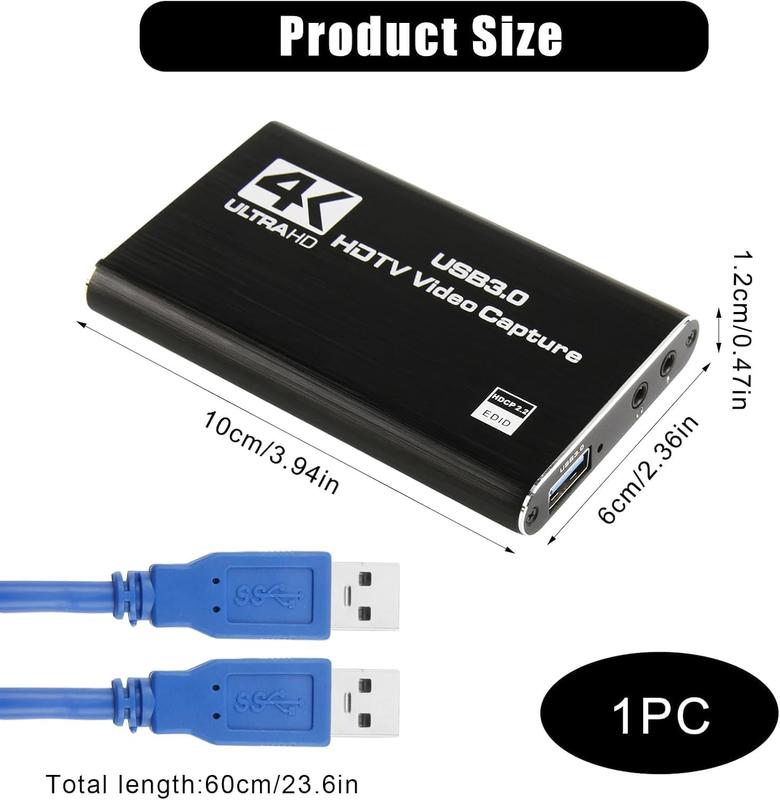 ACHAVE 4K Capture Card for Streaming Full HD 1080P 60FPS USB 3.0 HDMI Audio Video Card for Gameplay OBS Recording Live Streaming