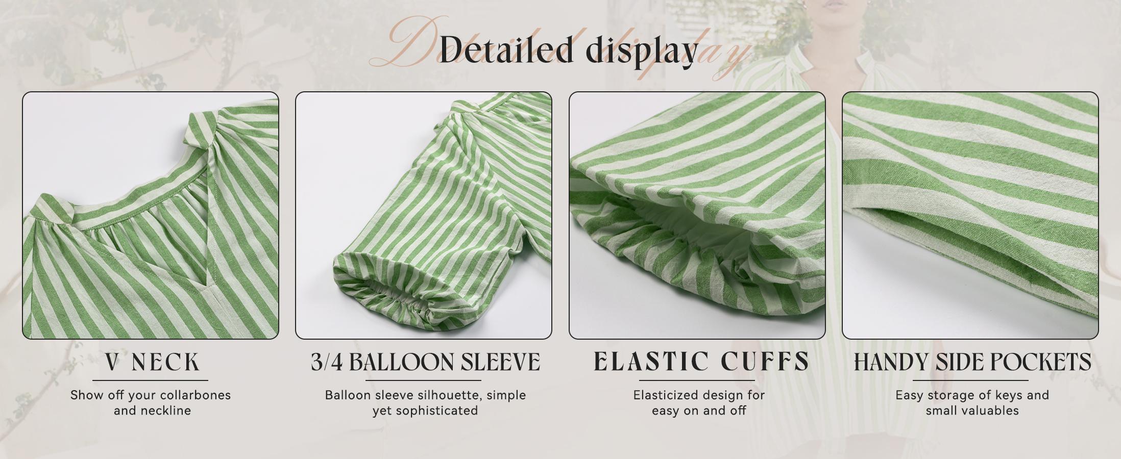 CHARTOU Women Mini Dress Summer Striped Beach Vacation 3/4 Sleeve Boho Chic Outfits Tunic Shift Dress CHARTOU Women Mini Dress Summer Striped Beach Vacation 3/4 Sleeve Boho Chic Outfits Tunic Shift Dress