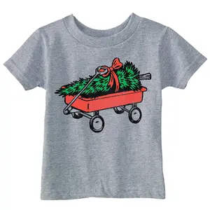 Toddler Funny T Shirts Christmas Tree Red Wagon Sarcastic Xmas Graphic Novelty Tee For Young Kids Funny Toddler Shirts Christmas Apparel for Toddler Childrens Graphic Tees Light Grey