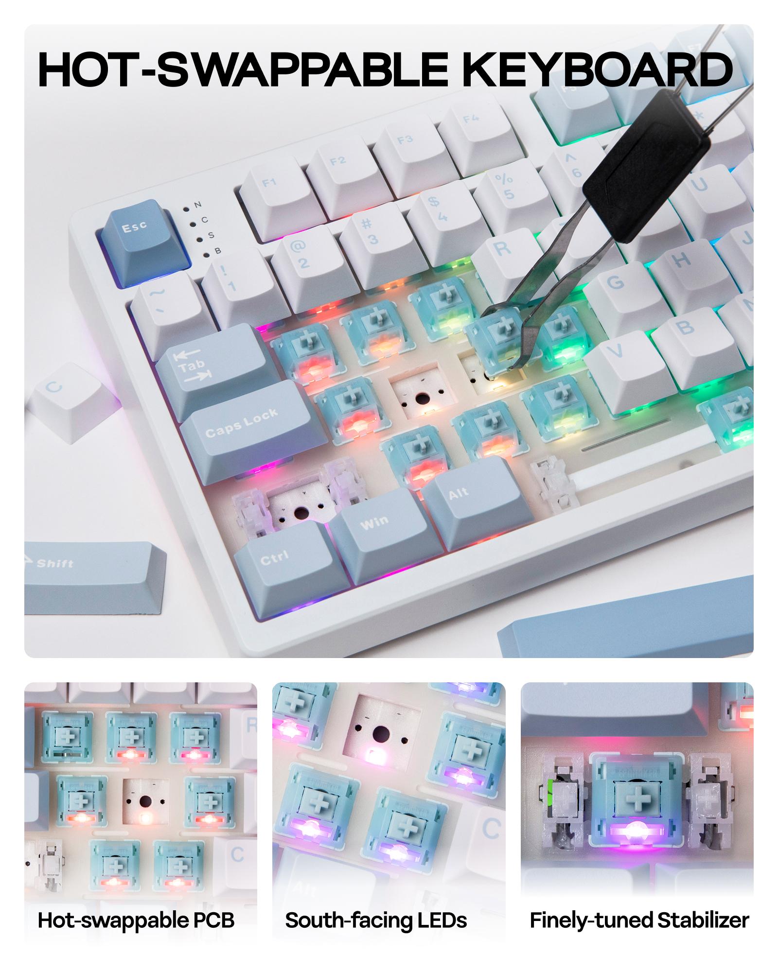 EPOMAKER TH108 Gasket 100% Wireless Full Size Mechanical Keyboard 108 Keys Hot Swap South-facing Custom Driver RGB Backlit Tri-Mode USB-C/BT 5.0/2.4GHz for PC/Mac/Linux PC gaming accessories keyboards for gaming creamy keyboard TikTokShopSpringGlowUp