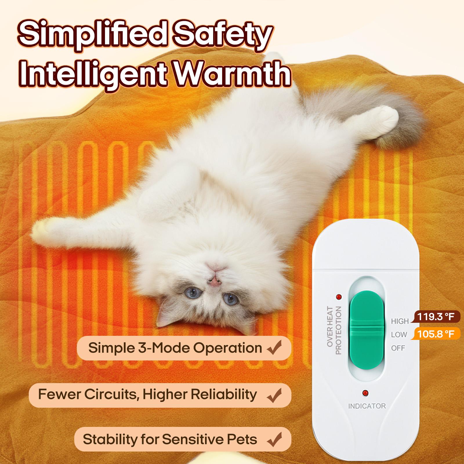 Vagascape Abdominal Heated Pet Pad for Dogs & Cats – 7-Layer Safety Design, Auto Overheat Protection, Chew-Resistant Cord, Waterproof & Machine Washable, Ideal for Indoor & Outdoor Use Shaped Beds Mats
