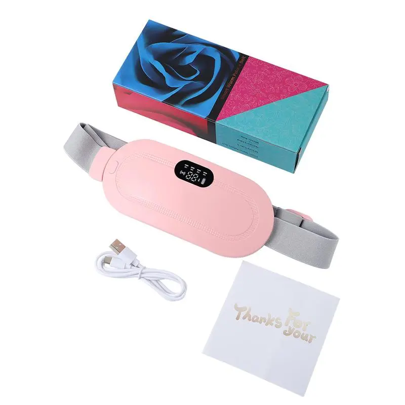 Heating Pads, Period Cramp Massager Portable Cordless Heating Pad with 3 Heat Levels and 4 Massage Modes for Back Pain Relief Menstrual Heating Pad (Pink)