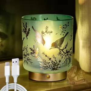 MJ PREMIER Cordless Table Lamp Timer, Big 7'' Battery Operated Lamp, Emergency Table Lamp for Area No Plug/Hurricane, Decorative Bird Lamp for Kitchen Counter/Entryway/Bathroom/Living Room/Gift