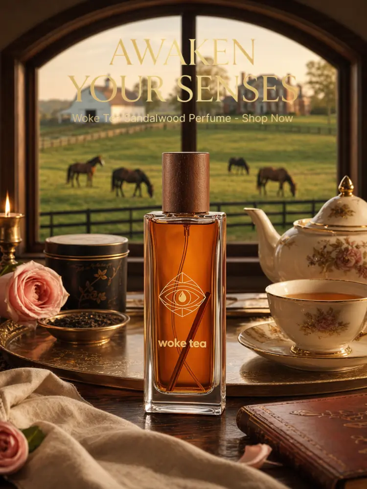 Woke Tea Sandalwood Perfume with Real Wood Stick - Warm Unisex Woody Fragrance.Sandalwood, Amber, Musk. A minimalist, serene and luxurious fragrance, suitable for daily use, relaxation, tranquility, and self-discovery.