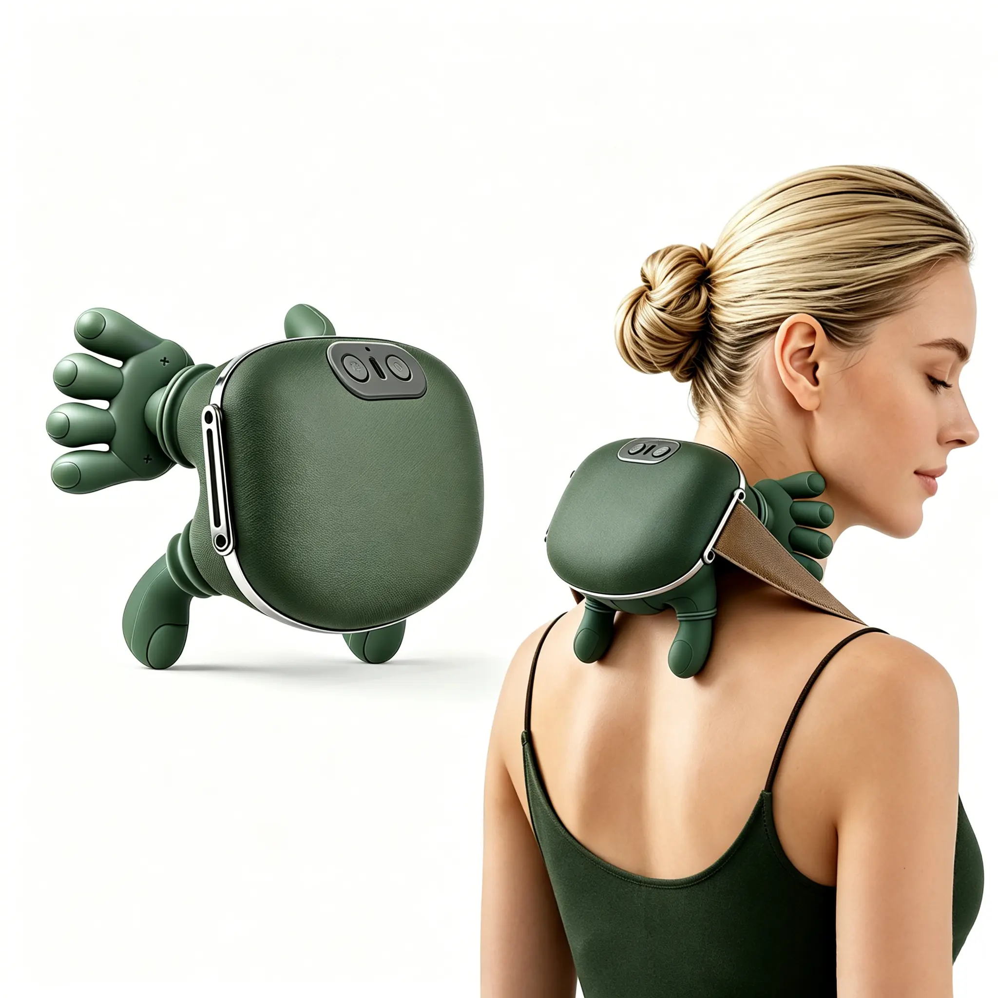 Electric Neck bionic handand deep tissue  Shoulder knead Heat massage  Relief Relax the shoulders, full-body Vibrating Acupoint Massager, 2000mAh USB Rechargeable, wireless portable electric finger pressure, Neck Shoulder Rela,BackToSchool，SohoChic