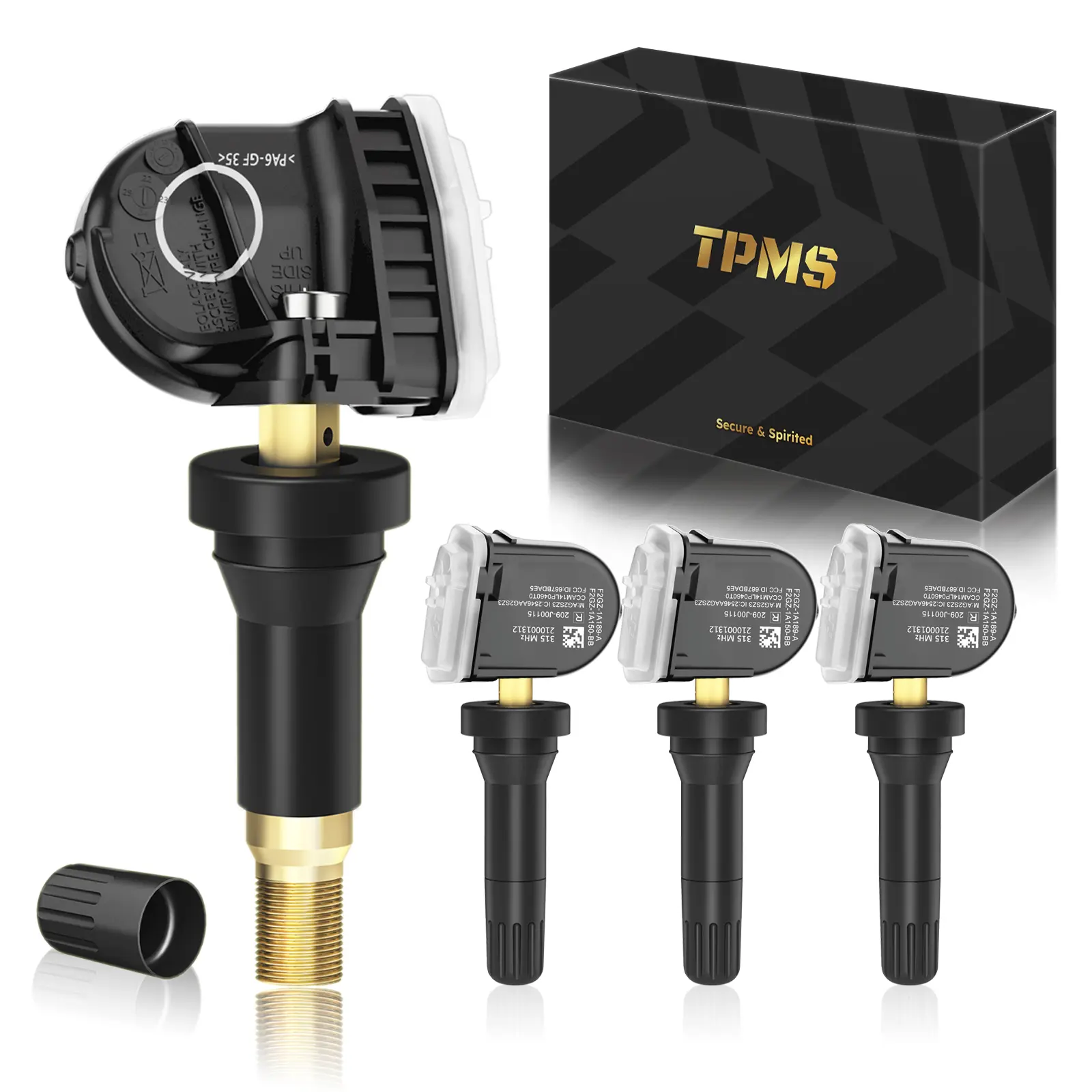 PUMBOAT TPMS Ford 315MHz Pre-Programmed,Compatible with F-150 2015-2024|F-250 2015-2023|F-350 2015-2023|Explorer 2015-2024/OE#F2GZ1A189A.F2GT1A180AB(Set of 4) Tire Pressure Sensor
