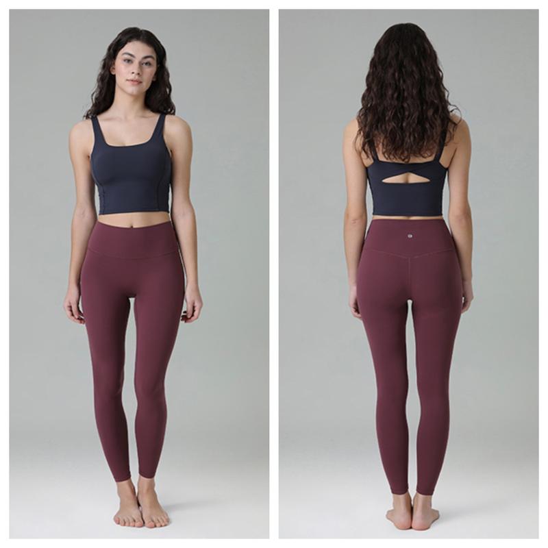 Colorfulkoala Dreamlux No Front Seam Leggings for Women 25"/28" Inseam Seamless High Waisted Buttery Soft Yoga Pants with Inner Pocket Tight Fit Sporty Stylish Activewear Blue Compression Clothes - Fitness Outfit