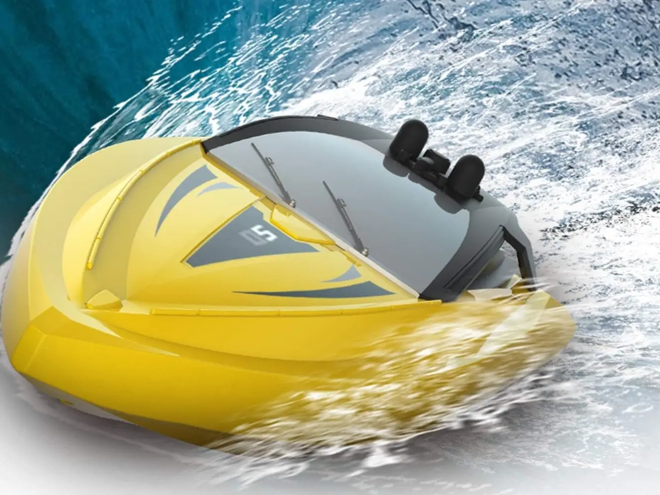 Q5 Mini 2.4GHz RC Racing Boat - Factory-Built Electric Yacht with 2.4GHz Trigger Controller, Anti-Tilt Twin Motors, Rubber Seal, 150ft Range, Lithium-Ion Batteries, Kids' RC Toy Boat