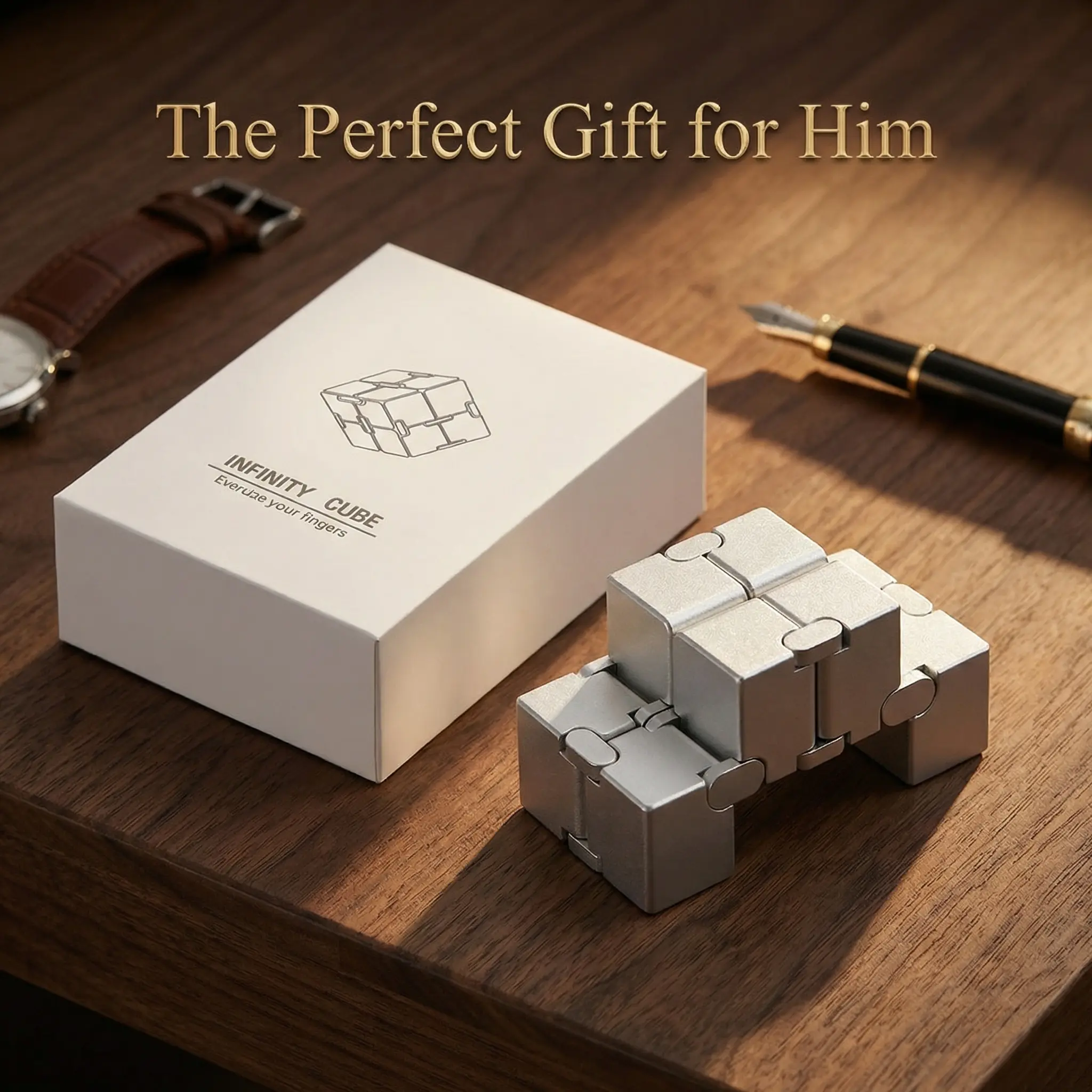 Aluminum Infinity Cube Fidget Toy for Stress Relief & Focus Smooth Folding Sensory Toy Office Desk Gadget Gift