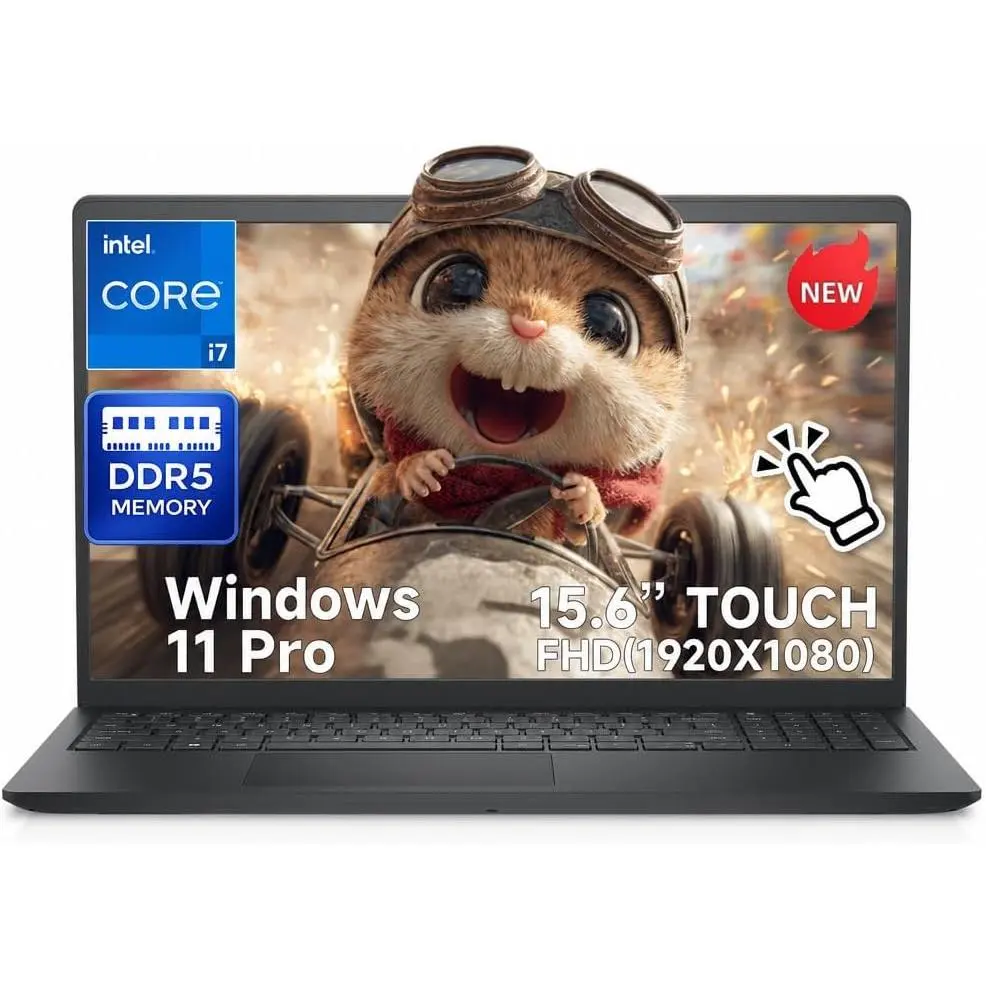 Dell 15.6" LCD Pre-Built Laptop Touchscreen LDC15250 - Intel Core i7-1355U, 16GB DDR5 RAM, 512GB Storage, Built-In FHD Touch Screen, Wi-Fi 6, AI Copilot, Windows 11 Pro, for Business & Students