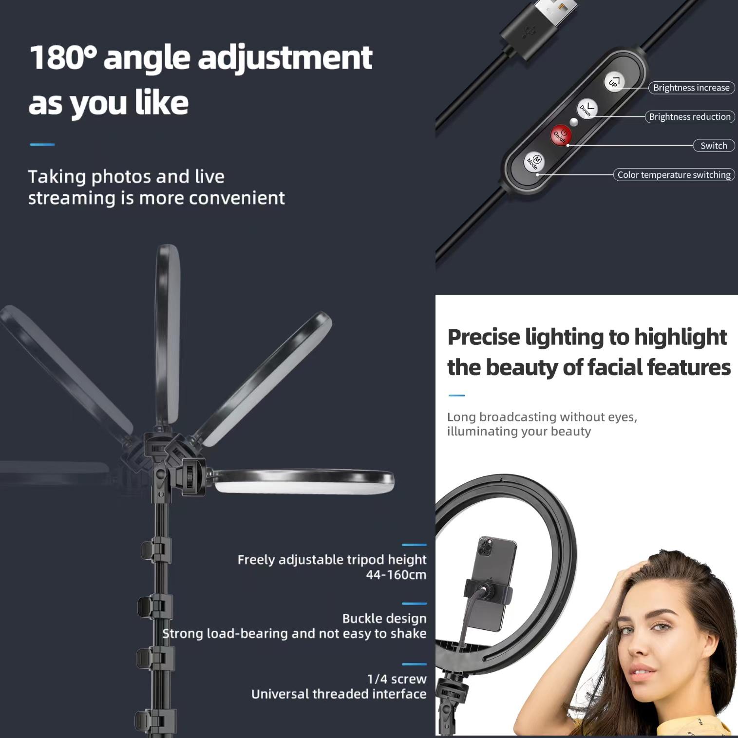10" Ring Light with 63" Stand & 2 Phone Holders, USB-Powered & Selfie Bluetooth Remote, 360° Adjustable for YouTube TikTok Makeup Photography Live Streaming Podcast, Compatible with All Phones/Cameras 10" Ring Light with 63" Stand & 2 Phone Holders, USB-Powered & Selfie Bluetooth Remote, 360° Adjustable for YouTube TikTok Makeup Photography Live Streaming Podcast, Compatible with All Phones/Cameras