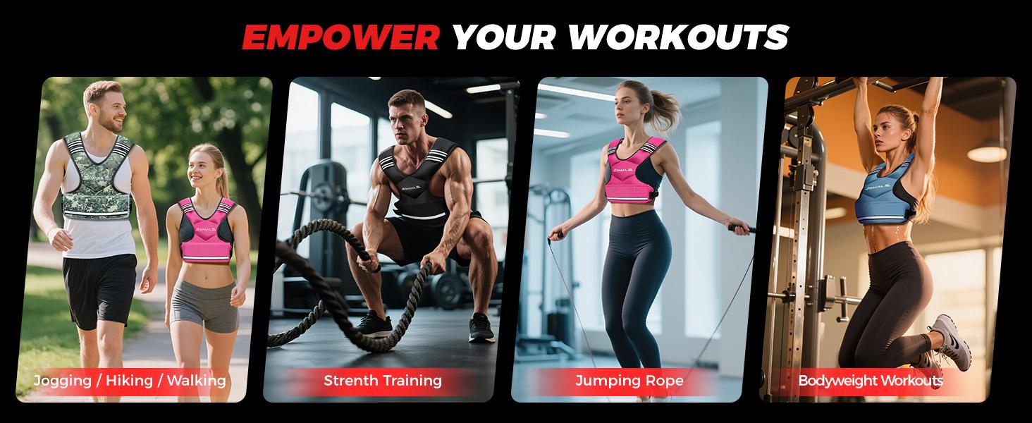 【SpringStatements】BAGAIL Adjustable Weighted Vest 4-10lb 12-18lb 20-32lb Rucking Vest for Women & Men with 6 Weights & Large Pocket Ideal for Home Workouts Running Walking Strength Training Muscle Exercise Equipment