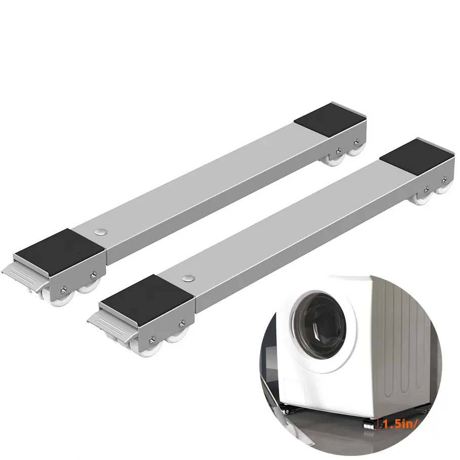 Adjustable Washer Dryer Stand Heavy Duty Extendable Washing Machine Dolly 24 Wheels Appliance Moving Base with Lock Brake Non Slip Pads for Refrigerator