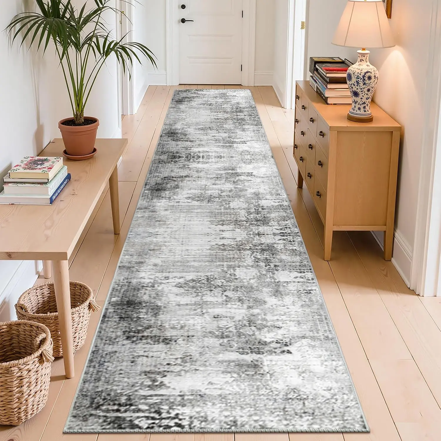 2'x10.5' Modern Abstract Geometric Pattern Decorative Area Rug Runner - Soft Printed Polyester Surface, Non-Slip, Fade-Resistant for Daily Use, Machine Washable for Entryway Hall Home Decor