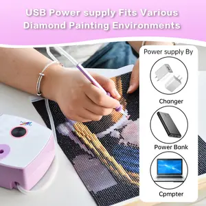 Diamond Art Painting Pen Kit Set With Vacuum Technology, 3 Replacement Heads, 3 Suction Modes, Rechargeable, Consumes Wax