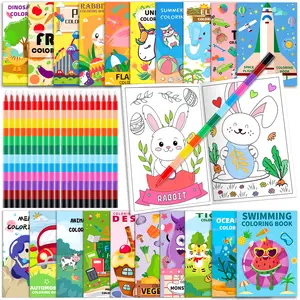 20 Pack Coloring Books for Kids with 20 Stacking Crayons Set Mini Coloring Books Bulk for Kids Ages 4-8-12 Small Activity Books For Birthday Party Favors Gifts Goodie Bags Stuffers Classroom