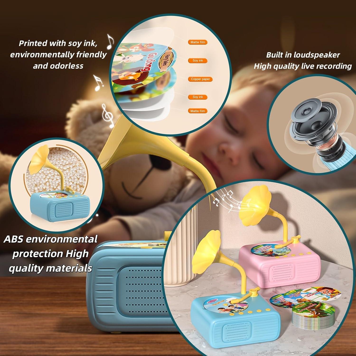 Toddler Record Player with 104 Cards (96+8 Recordable) | Kids Phonograph & Storytelling Machine | Screen-Free Learning Toy for Ages 3+