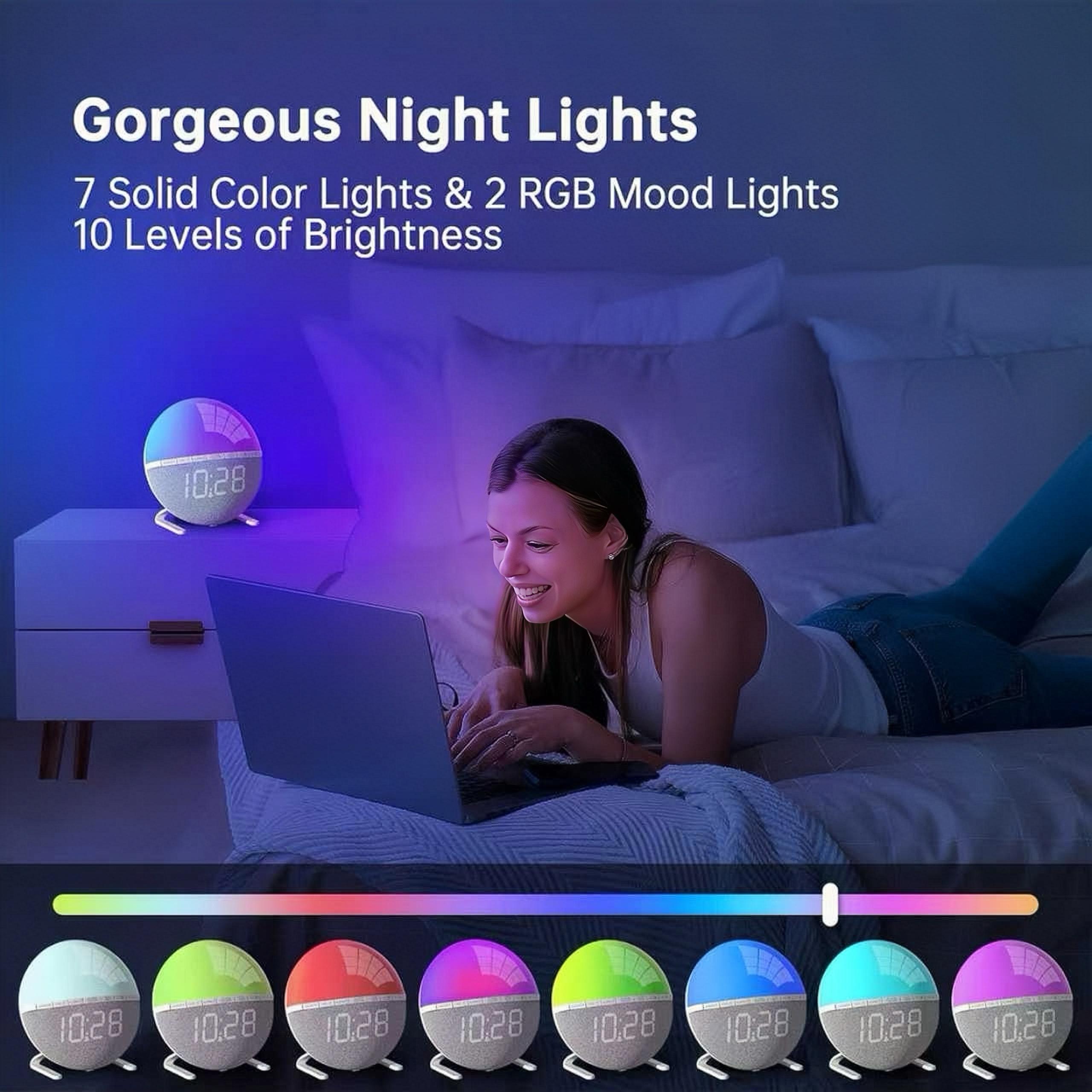6-inch sunrise simulation alarm clock with 7 colorful light options and 7 ringtones, comfortable wake-up experience, modern home accent for bedroom and living area deep sleeper sunset aesthetic dream egg alarmclock despertador analogue heavy LED Digital