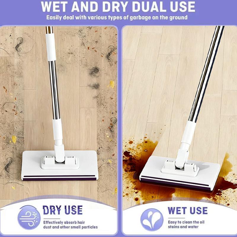 Adjustable Reusable Clamp Mop – 3-Piece Handle Up to 48”, Use Long or Short, Strong Grip for Paper Towels, Rags & Wet Wipes, No Refill Needed