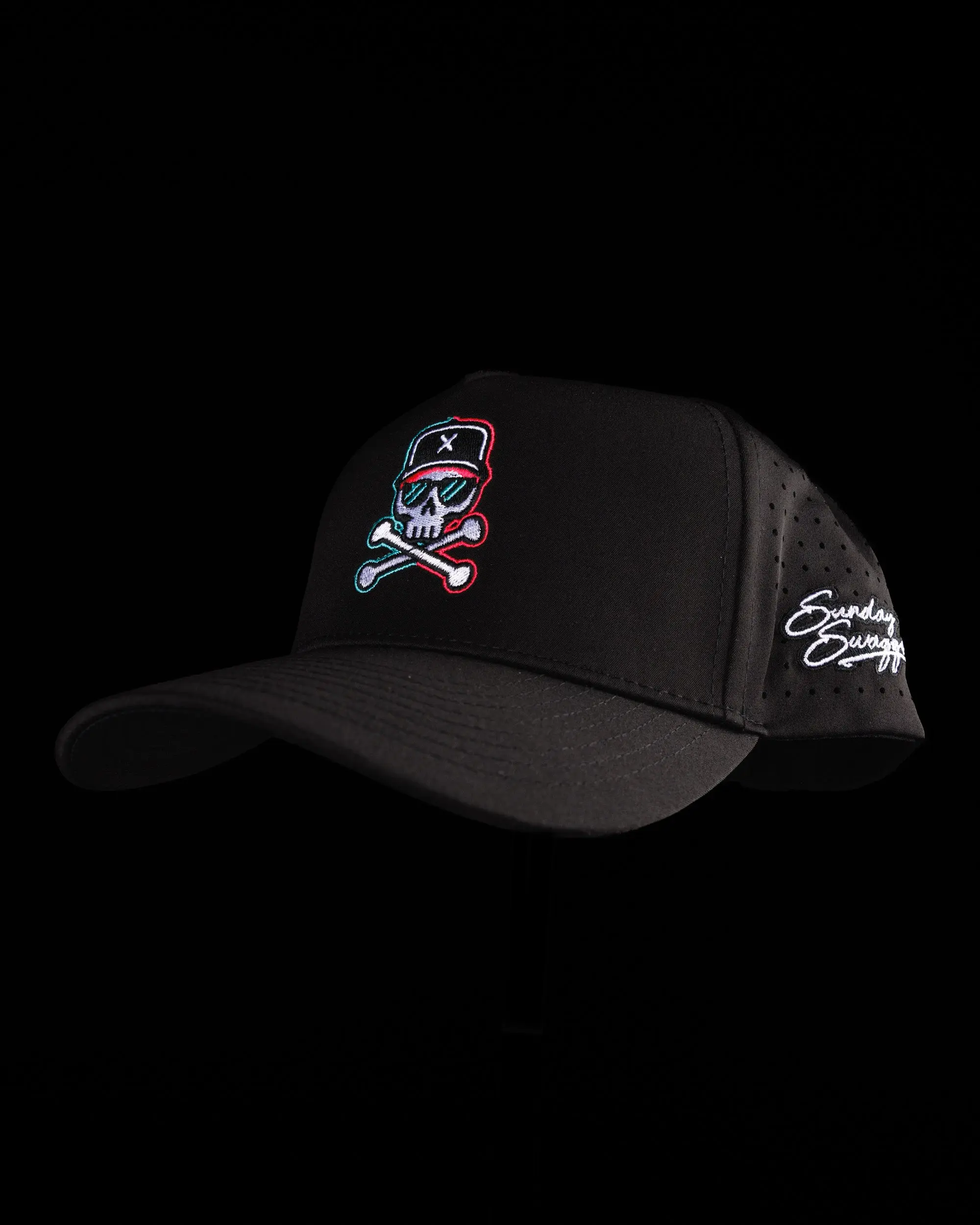 Men's Adjustable Skull and Crossbones X Graphic Snapback Hat - Black, Casual Everyday Wear, Baseball Cap Adjustable, Hats Snapback
