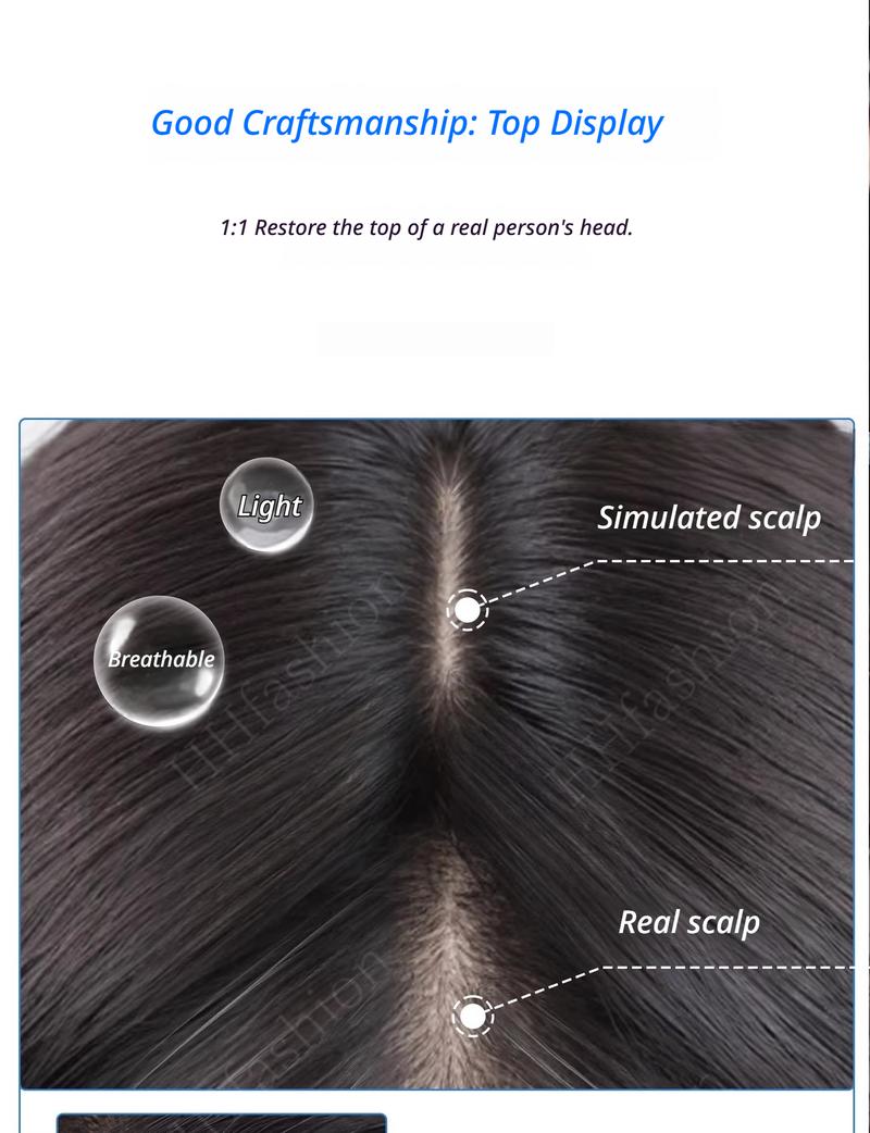 7x11cm V-shaped frontal hairpiece Women's real hair, fully hand-woven, thin bangs.Invisible, seamless, natural, and comfortable.Increase hair volume and cover up thinning hair.Become younger and more stylish.