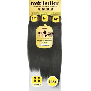 Janet Collection melt butter 12A 100% Natural Virgin Remy Human Hair NATURAL STRAIGHT SILKY 3PCS Value Pack
