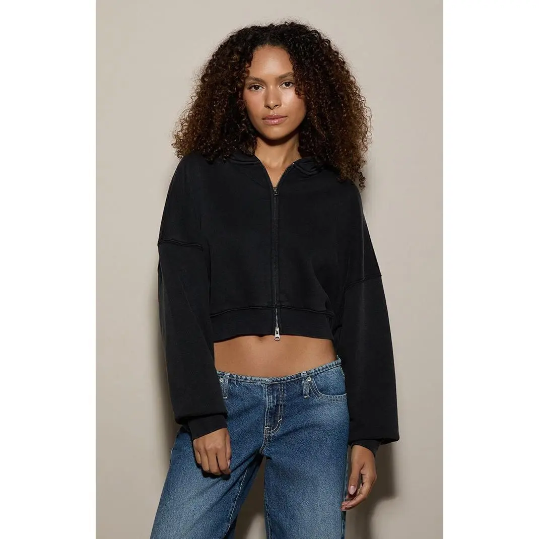 Pacsun Women's Ultra Soft Fleece Cropped Zip Up Hoodie