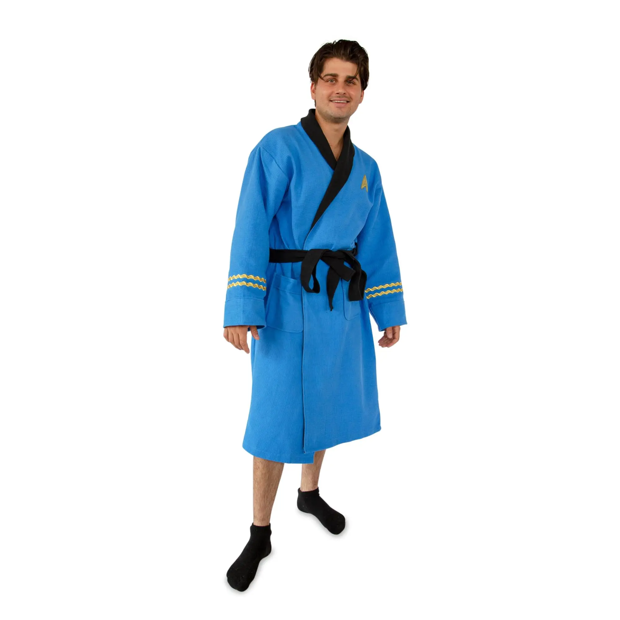 Star Trek: The Original Series Waffle-Weave Cotton Adult Bathrobe | Blue Medical, Nightwear, Loungewear, Menswear, Soft, Cotton Fabric, Men's Robes, Division Colors, Down, Moisture-Wick