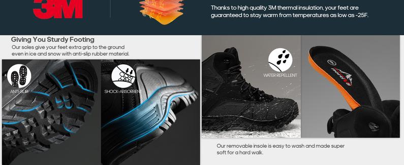 NORTIV 8 Men's Insulated Waterproof Construction Winter Shoes and Snow Boots Cold Weather Fur Trim Breathable Durable Outdoor Trekking Camping Shoes