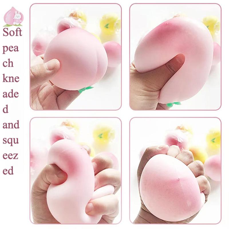 Realistic Peach Squishy Toy - Super Soft Slow Rising Scented Fruit Stress Reliever, Kawaii Peach Squeeze Toy for Anxiety Relief, Aesthetic Desk Fidget Toy for Kids & Adults, Viral ASMR Gift