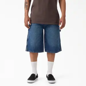 Dickies Worn In Relaxed Carpenter Denim Shorts, 13", 100% Cotton Relaxed Fit Utility Pockets, Workwear Utility Cold Weather Style