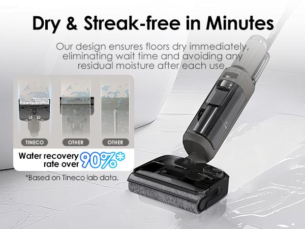Tineco FLOOR ONE i6 Stretch Wet Dry Vacuum Cleaner,Vacuum & Mop in One Step,20kPa Powerful Suction,180° Lay-flat Design,Anti-Tangle Design,Full-path Self-cleaning&5min Drying with 85℃(185℉) Air,Up to 40* minutes Runtime,Upgraded Pouch Cell