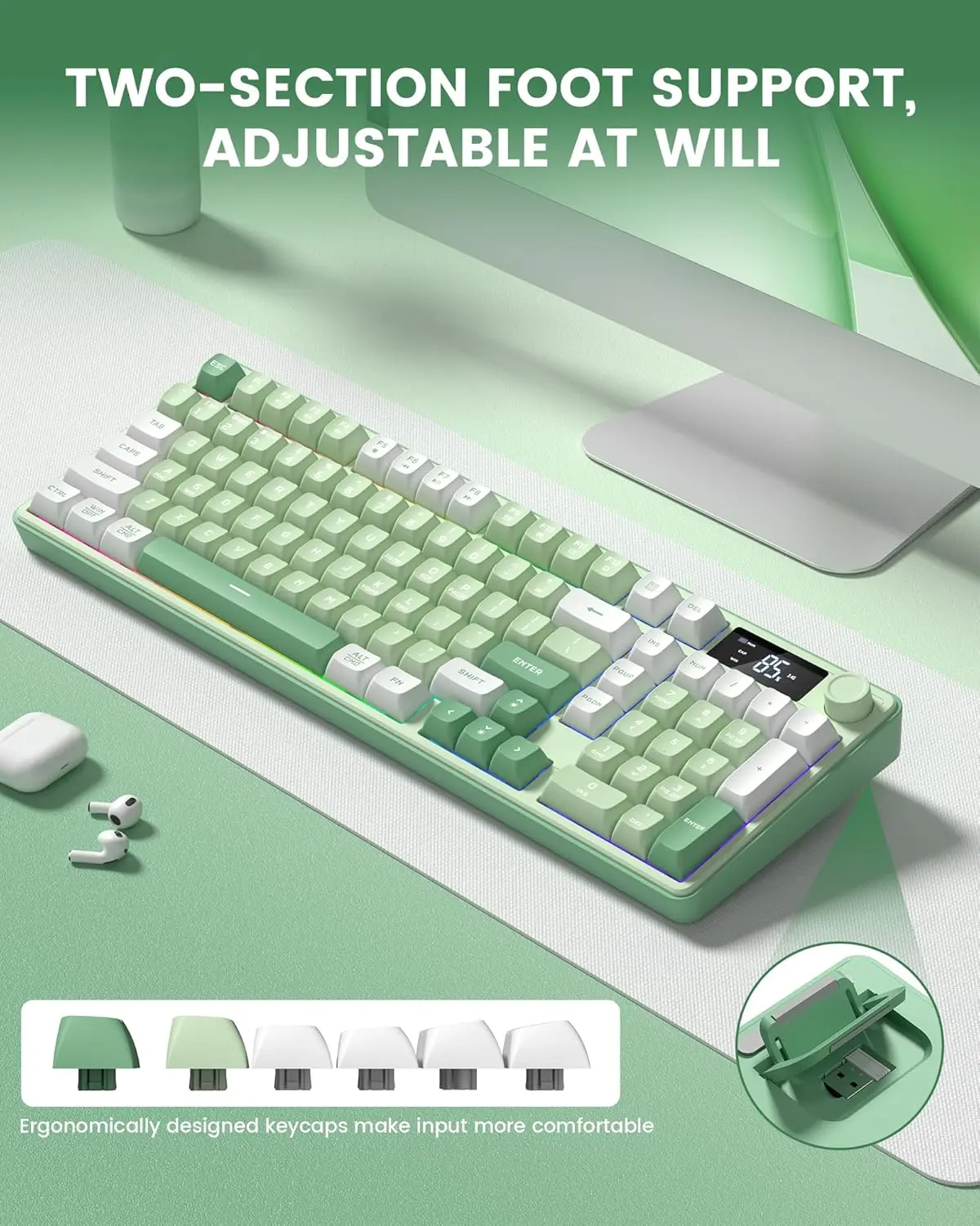 Womier DK98 PRO 98% Gaming Keyboard,Wireless Membrane Creamy Keyboard with Media Knob & Screen Cute Keyboard Mechanical Feeling with Number Pad RGB Backlit Tri-Mode BT/2.4GHz/USB-C