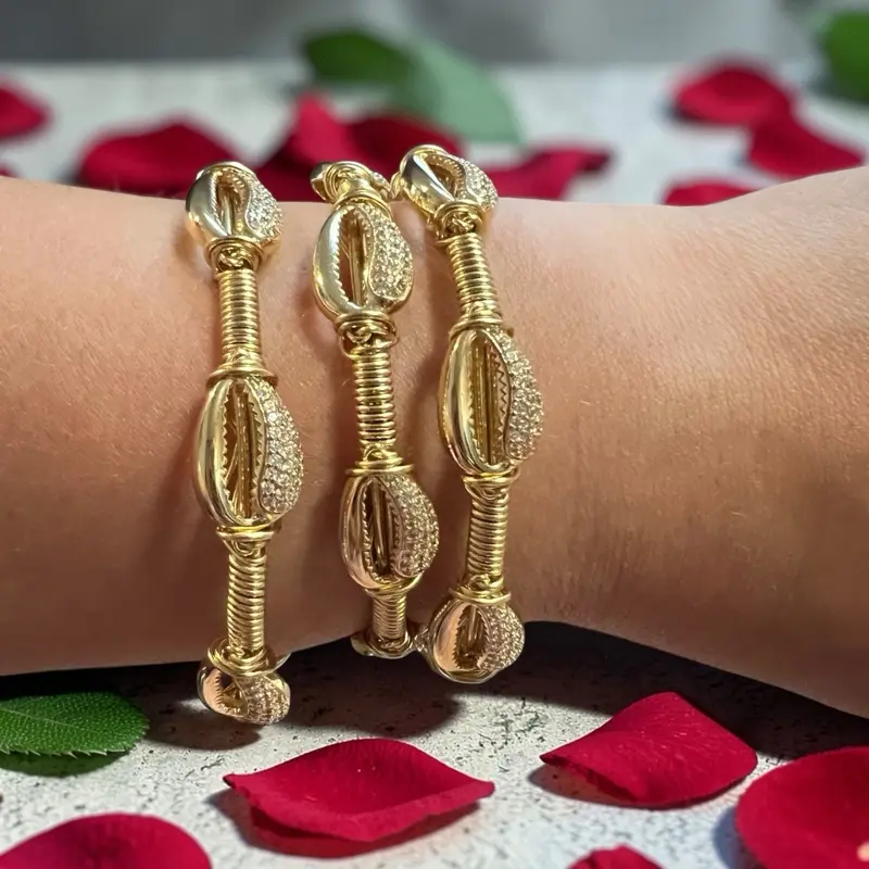 Handmade Brass Cowrie Shell Bangle Handmade Brass Cowrie Shell Bangle