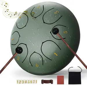 Steel Tongue Drum – 6 Inch 8 Notes Rain Drum – Outdoor Percussion Instrument with Mallets, Music Book & Soft Carry Pouch – Easy to Play Beginner Handpan & Perfect Music Gift fathersdaygift