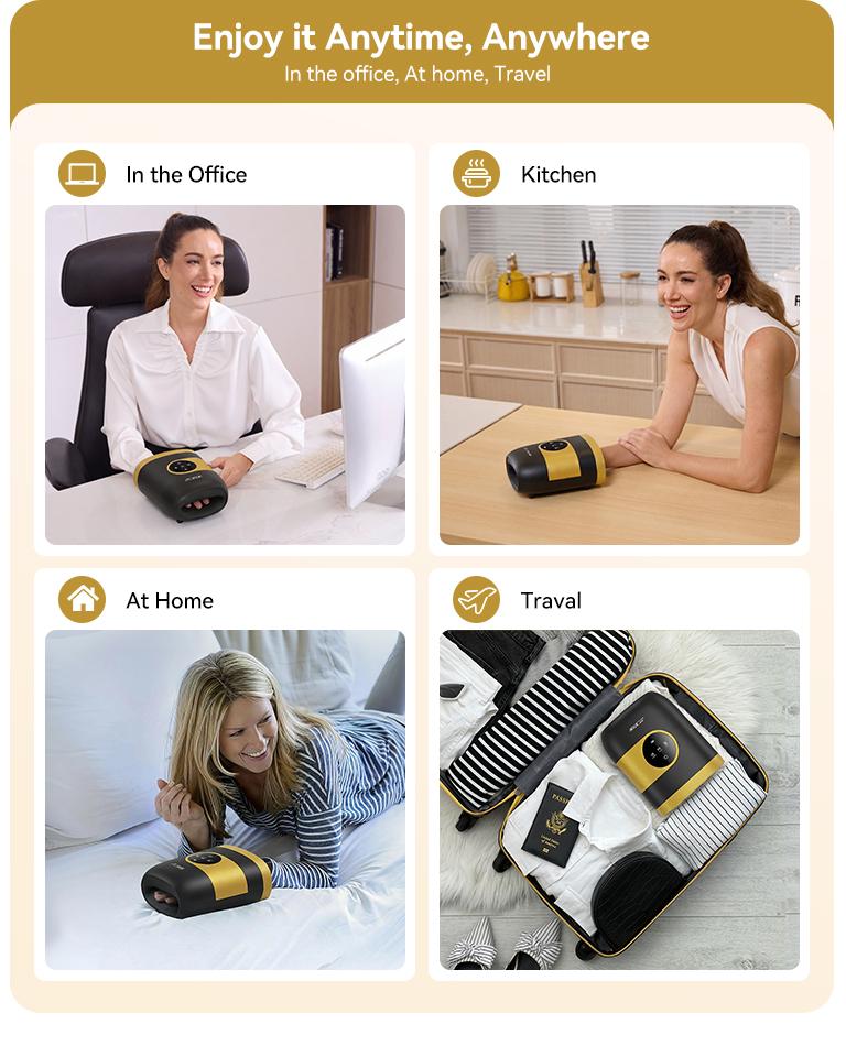 Big Promotion CINCOM Brand New Hand Massager, Cordless Finger Massager with Heat and Vibration, Adjustable Intensity and Temperature, with Clear Visible LED Screen, Rechargeable, Comfort, Great as a Gift for Friends or Family, Comfort