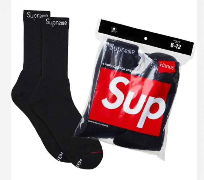 Supreme x Hanes Socks Black (4 PACK) Supreme x Hanes Socks Black (4 PACK)
