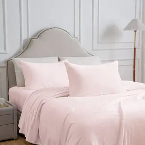 BEDELITE Super Soft Fleece Sheets Set - Queen/King Size, Fitted Flat Pillowcases, Deep Pocket, Comfortable Bedding for Valentine's Day Gifts