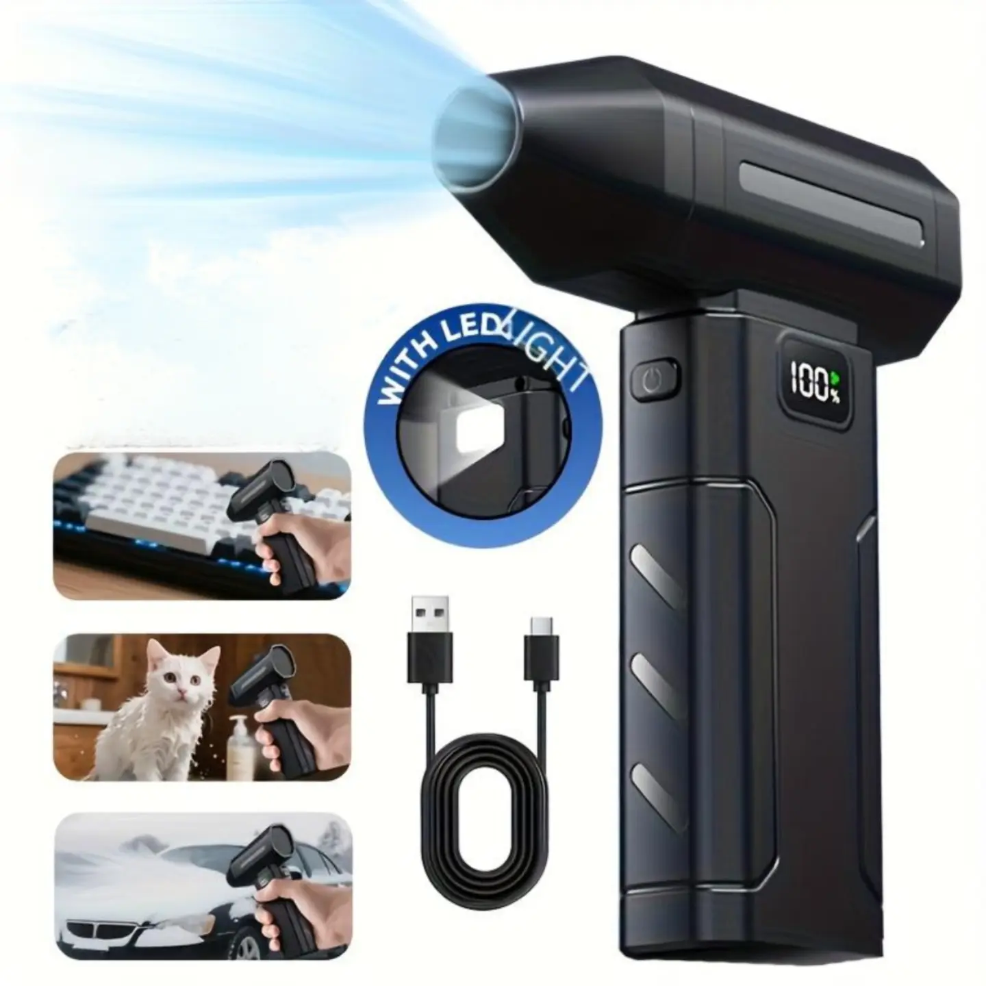 Electric Compressed Air Duster, Electric Air Duster Super Power Turbo Fan, 6-Gear Adjustable Mini Duster Blower with Fast Charging, Cordless Air Blower for Computer, Keyboard, Car Cleaning, Houses, Outdoor,back to school,back to school haul