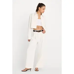 LUXE SUITING HIGH-RISE CROPPED WIDE LEG TROUSER | SOFT SHELL