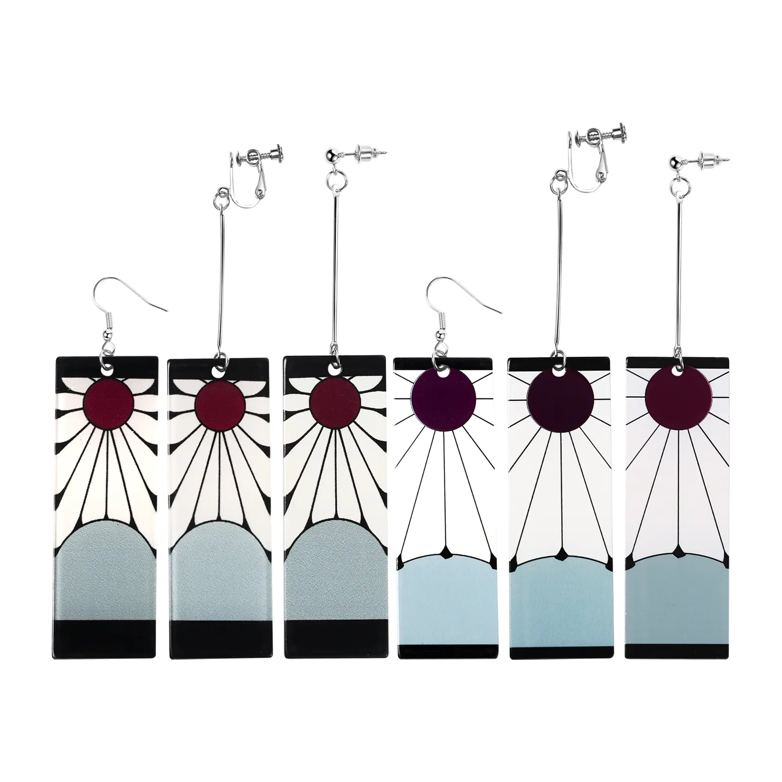 OIDEA 6-Pair Demon Slayer Dangle Earrings Set, Acrylic Japanese Anime Tanjiro Hanafuda Character Earrings for Women Men, Lightweight Cosplay Jewelry, Dangle Earring