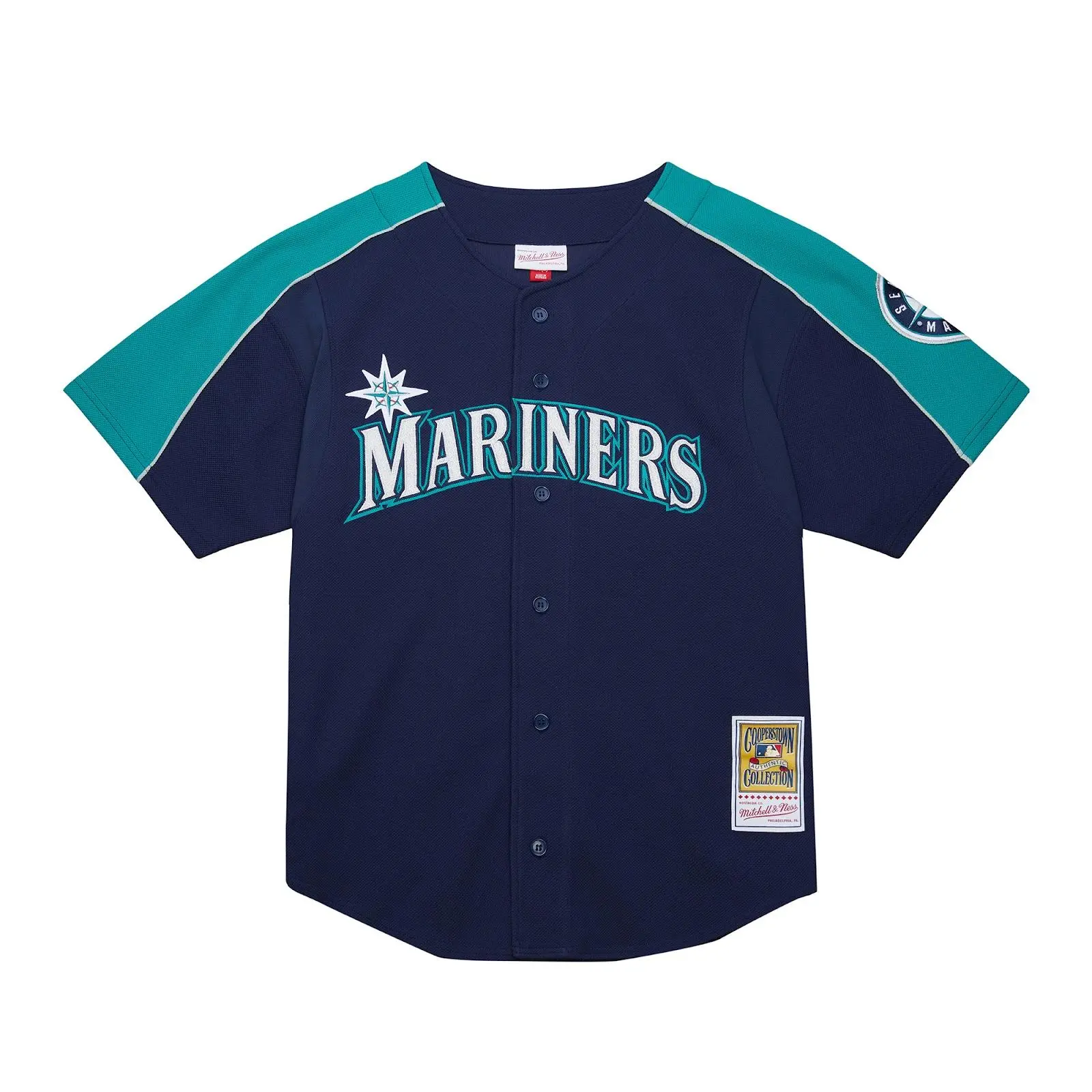 Mitchell & Ness Seattle Mariners Ichiro Suzuki 2006 Navy Authentic Baseball Jersey, Short Sleeve Tops with Team Graphic, Authentic Look & Regular Cut Professional Sports Clothing