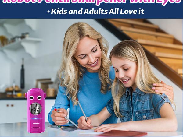 【Valentines Gift for Teachers】AFMAT Robot Electric Pencil Sharpener for Colored Pencils, Fully Automatic, Rechargeable, No-Touch Design, 7-11.5mm, Ideal for Home & Classroom