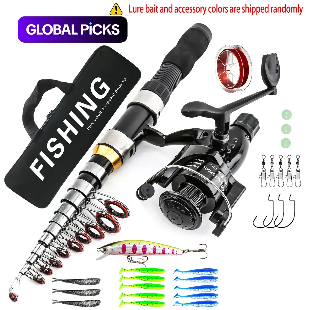 Professional Fishing Rod Set, Spinning Rod Reel, Fishing Pole Combo, 1 Set Anti-entanglement Design Fishing Rod with Fishing Accessories & Fishing Storage Bag, Outdoor Fishing Supplies, Fishing Gear Set, Fishing Equipment, Fishing Rods And Reels