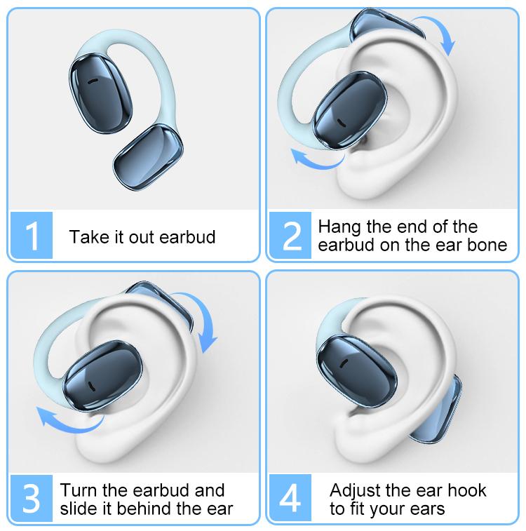 ZIHNIC S11 Open Ear Headphones Comfort Wireless Earbuds With Charging Case Bluetooth V5.4 IPX5 Waterproof Blue Audio High Sound Quality Electronic Chargeable Headset