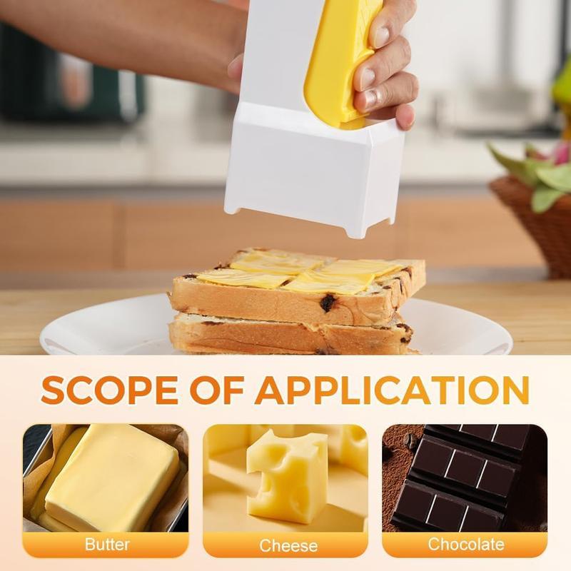 UFORU Butter Cutter, One Click Stick Butter Cutter Slicer Single Stick, Butters UFORU Dispenser and Storage Case, Cheese Splitter with Stainless Steel Blade for Quickly Making Bread, Cakes, Breakfast