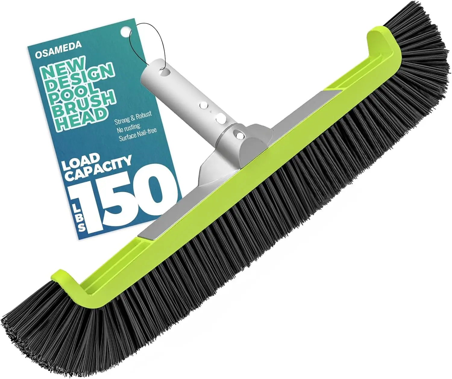 8" Pool Brush Head for Cleaning Swimming Pool Walls, Curved Ends High-Efficiency Scrub Brush for Tile, Fiberglass, Flooring and Vinyl Pools, Fits Φ1.25” Poles