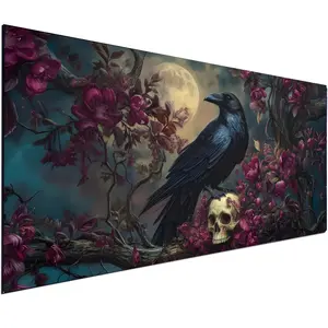 Large Size, Gothic Skull art,Raven,Fantasy Landscape crow Diamond Art Kits For Adults, Diamond Painting Kits, Full Round Diamond Mosiac Kits For Adults, Diy Handicrafts For Home Office Decor, 32x16 Inch
