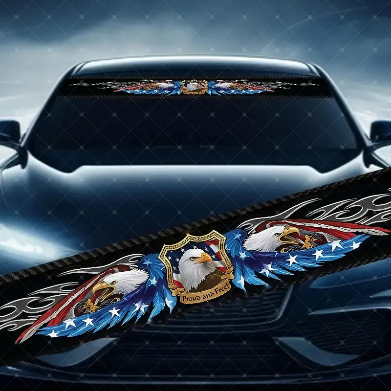 Star Spangled Eagle Wings Car Windshield Sticker, Decorative Vinyl Decal, Car Decals, Scratch Cover Waterproof UV Protection, Fits All Cars, Car Accessories, Automotive Decoration, Vehicle Decoration