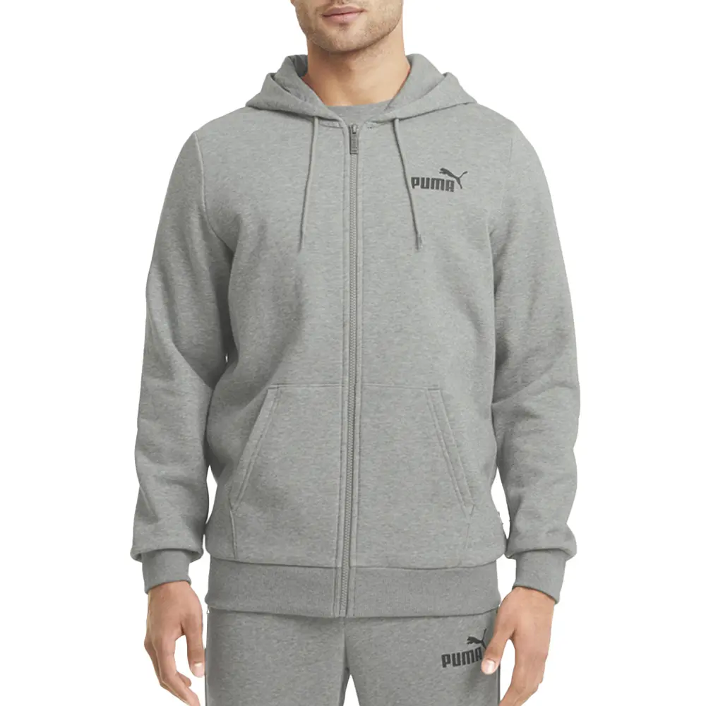 PUMA Mens Essentials Small Logo Hoodie Casual Outerwear Casual - Grey